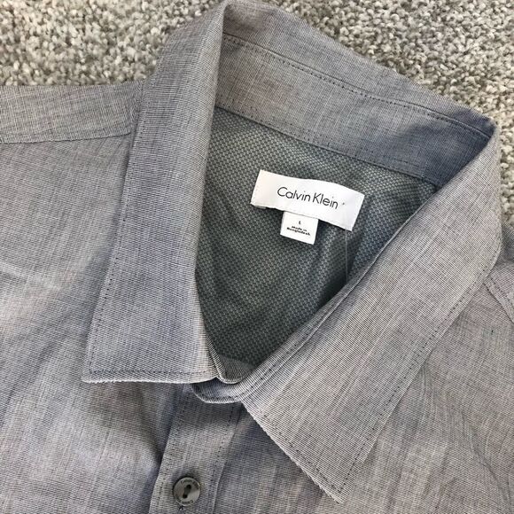 NWT CALVIN KLEIN Dress Shirt Gray Size Large - Picture 7 of 13